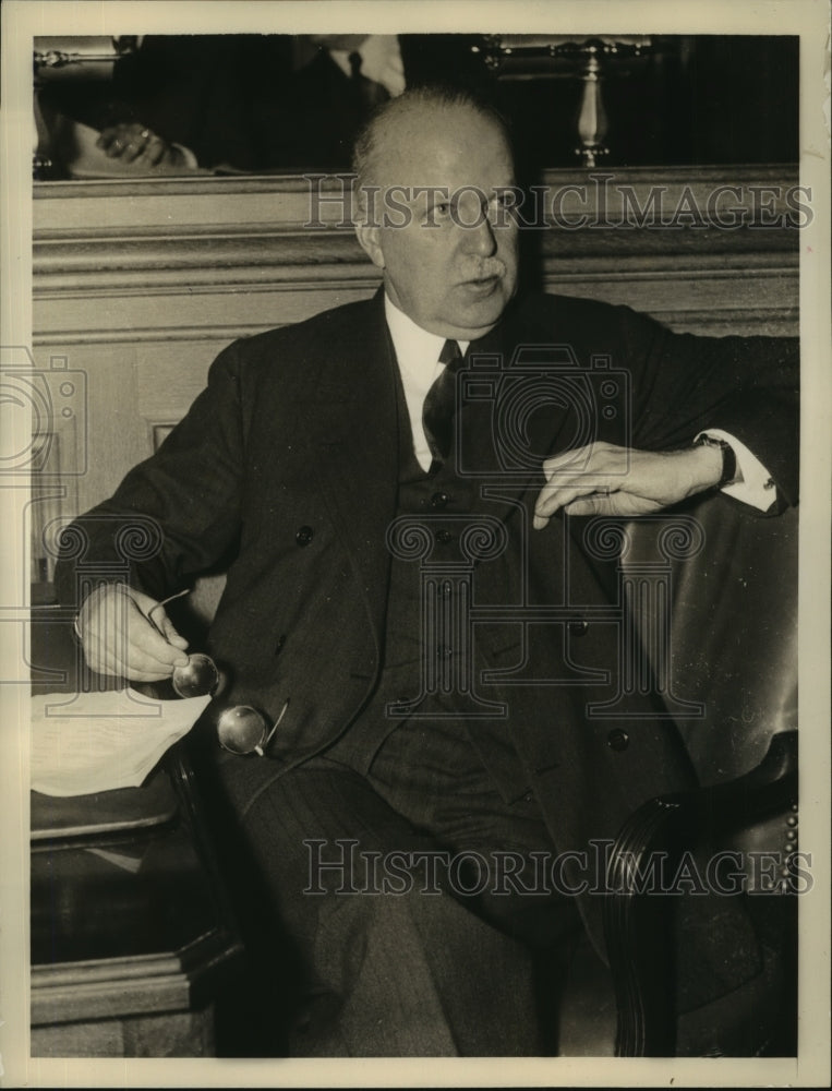 1936 Press Photo Walter S Gifford president of AT&T at FCC hearing - sbx00859