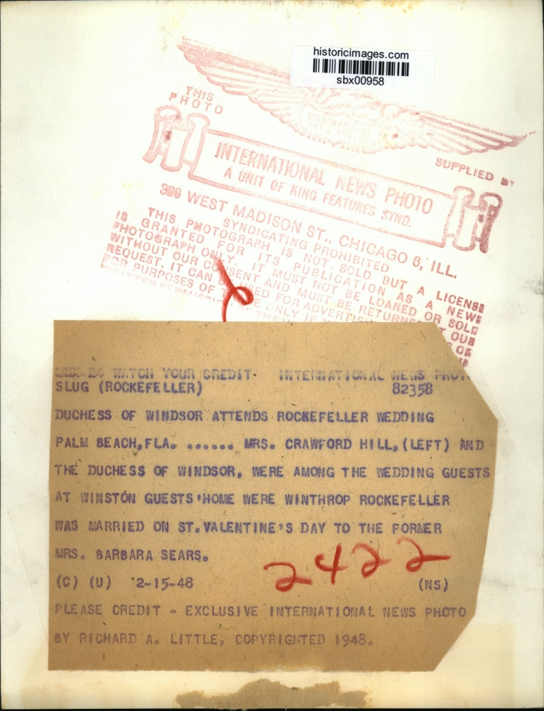 1948 Press Photo Mrs Crawford Hill & Duchess of Windsor in Fla - sbx00958