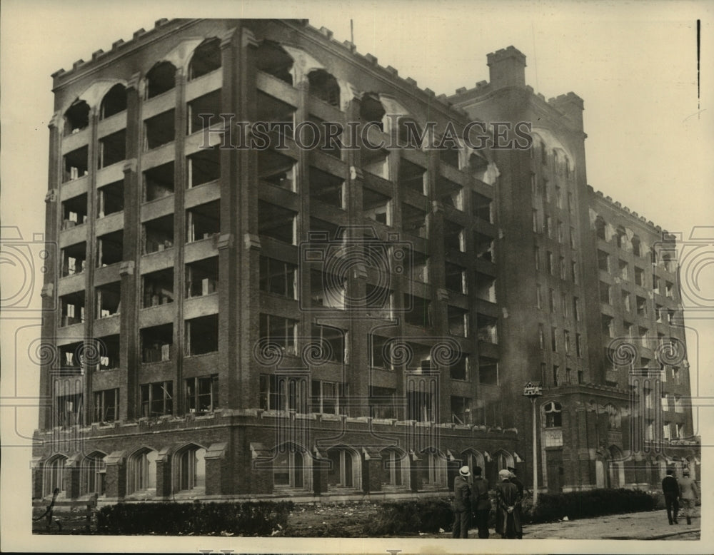 1934 Press Photo Ruins of Chicago stock yards after fire - sbx00998