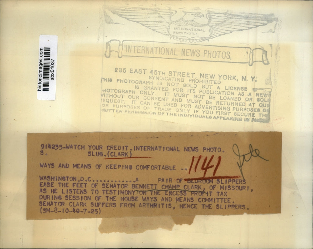 1940 Press Photo Senator Bennett Champ Clark of Missouri in DC - sbx01037