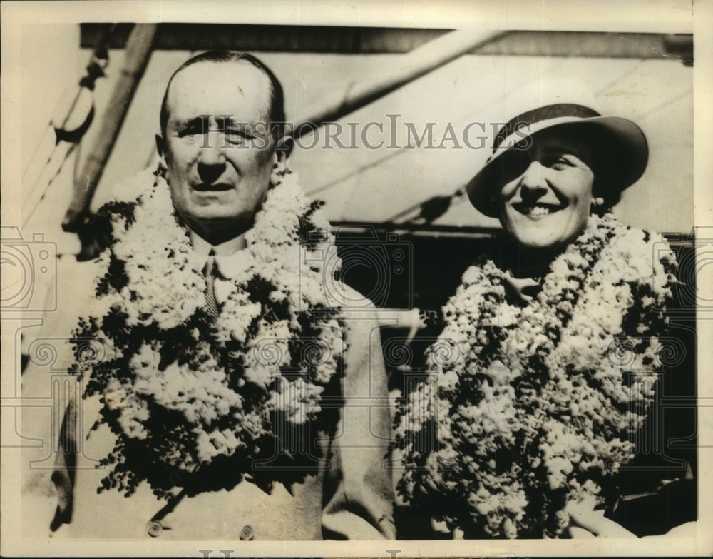 1933 Press Photo Senator & Mrs Guglielmo Marcon wireless inventor - sbx01128