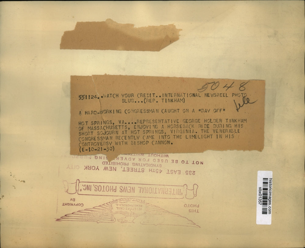 1930 Press Photo Massachusetts Rep George Holden horseback riding - sbx01357