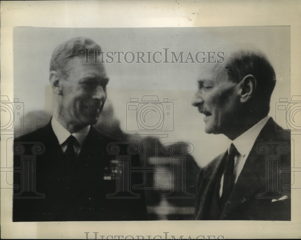 1945 Press Photo King George VI & Prime Minister Clement Attlee in London