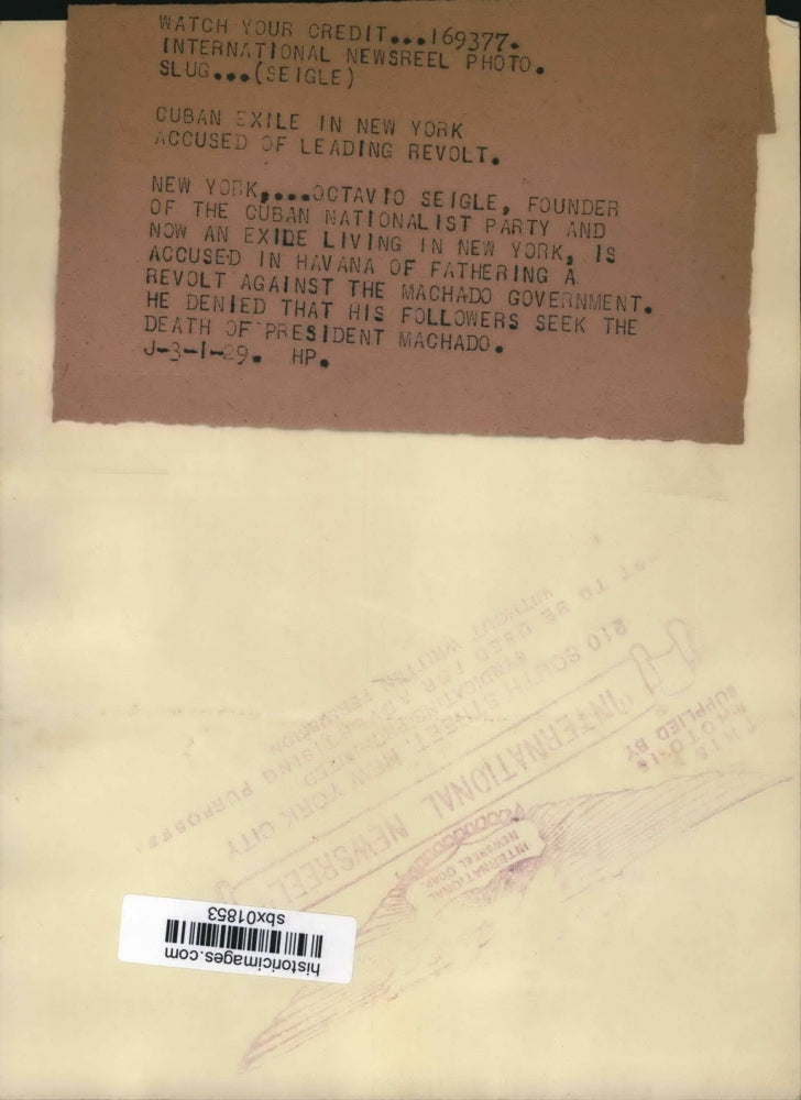 1929 Press Photo Octavio Seigle, founder of the Cuban Nationalist Party