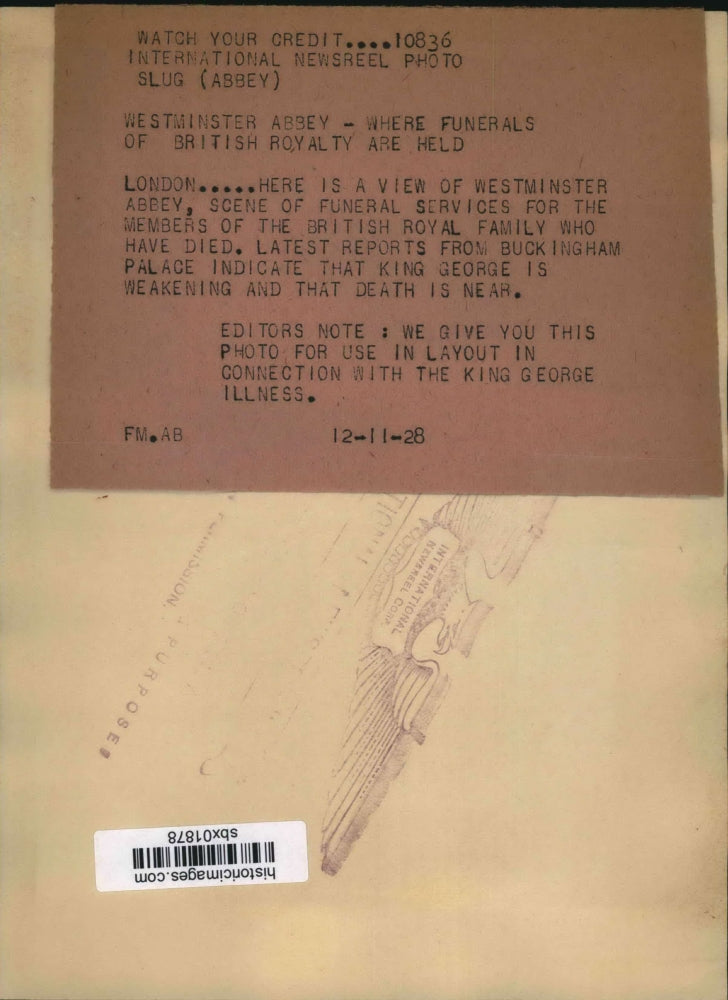 1928 Press Photo Westminster Abbey funeral ready for King George funeral