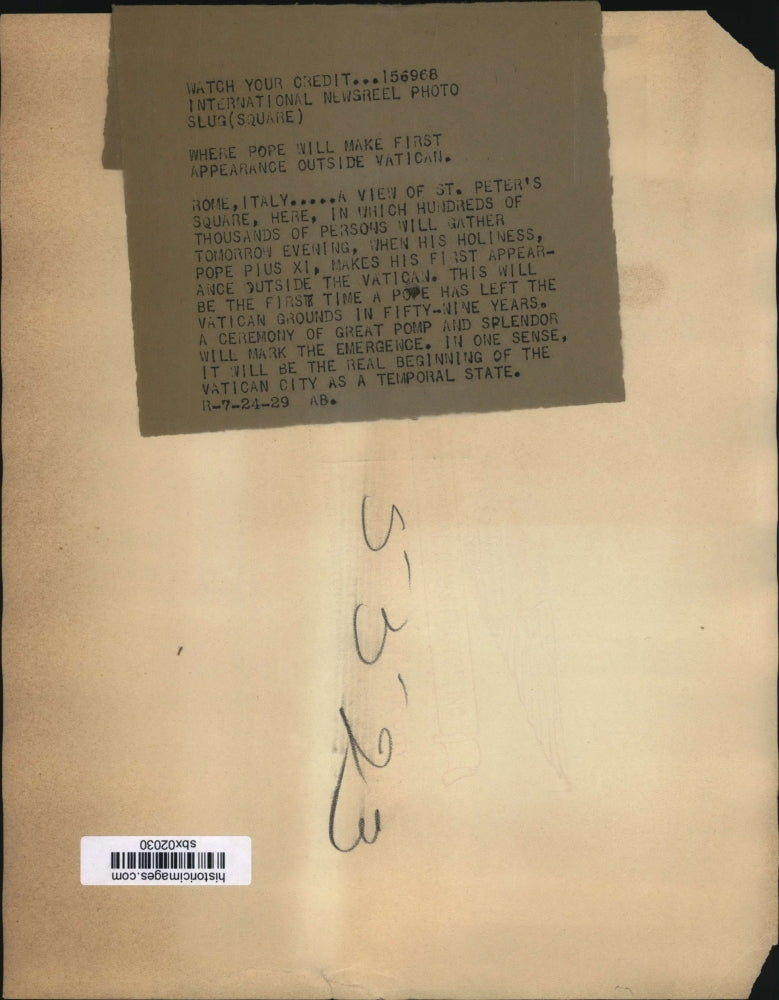 1939 Press Photo St Peterr's Square & the Vatican in Rome Italy - sbx02030