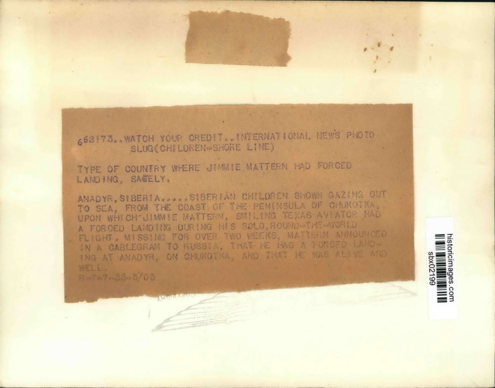 1933 Press Photo Children at Anadyr Siberia near where Jim Mattern landed