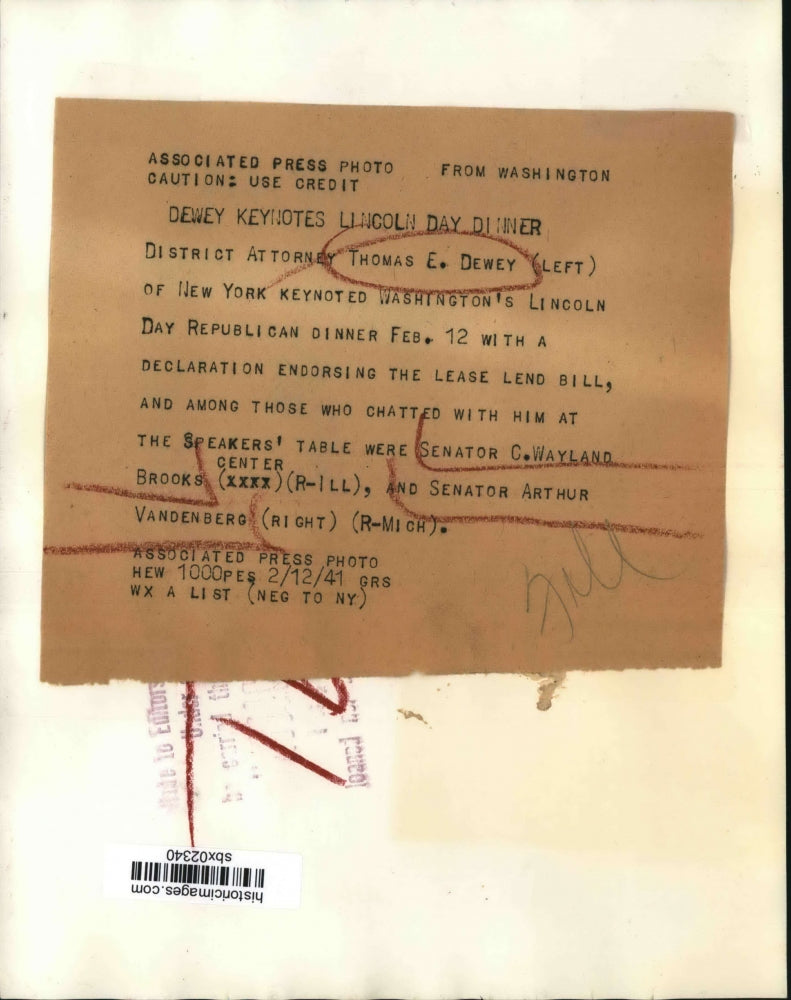 1941 Press Photo DA Thomas E Dewey of NY, Sen C Wayland Brooks, Sen A Vandenberg