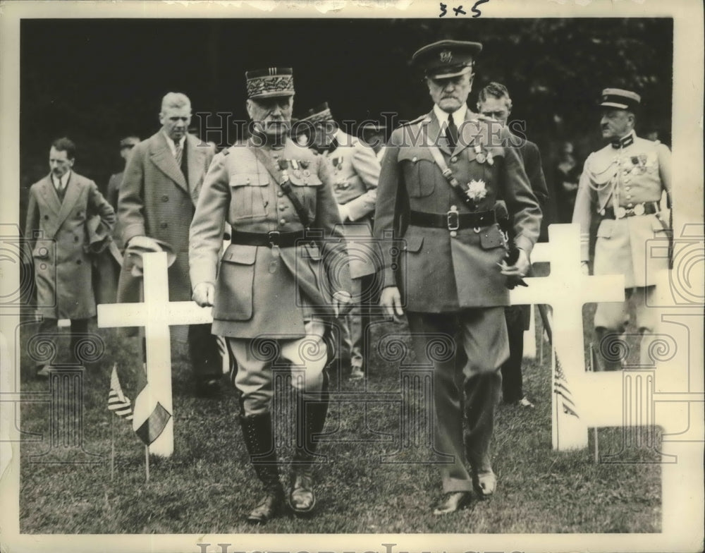 1938 Press Photo Gen John J Pershing & Marshal Foch at Surenes France