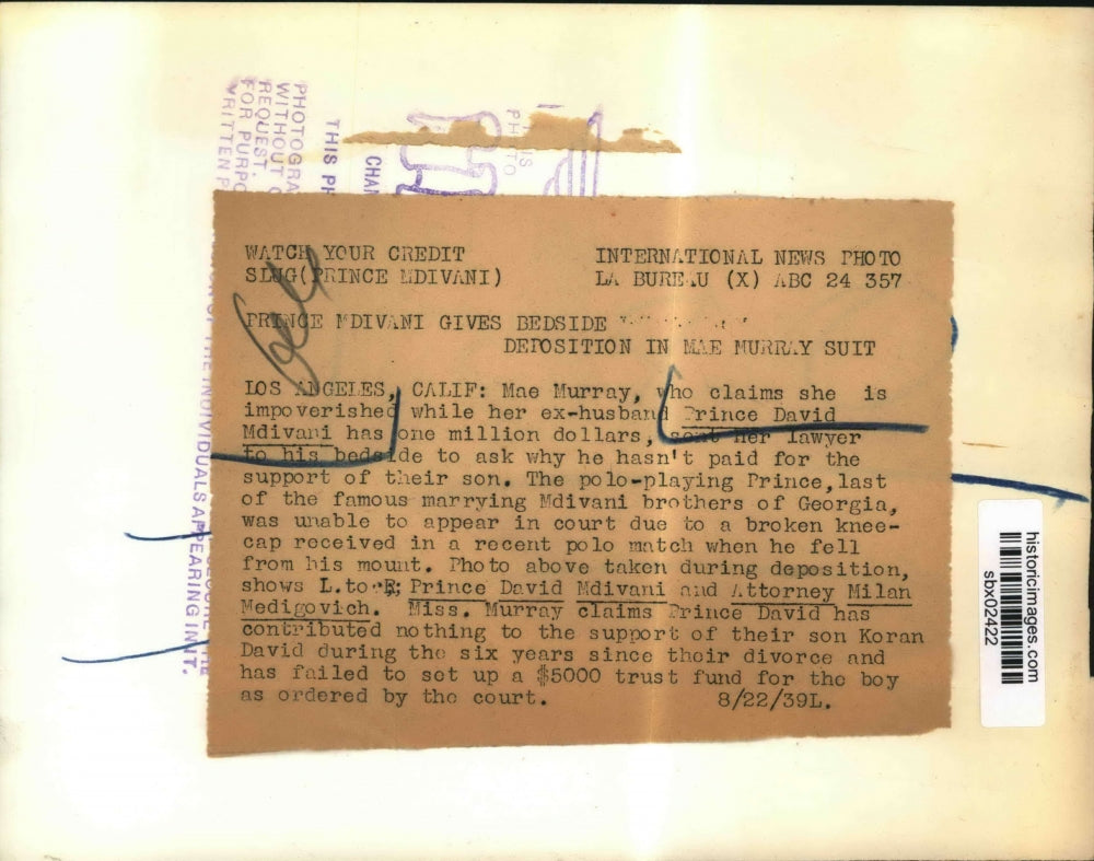 1939 Press Photo Prince David Mdivani & attorney Milan Medigovich in LA