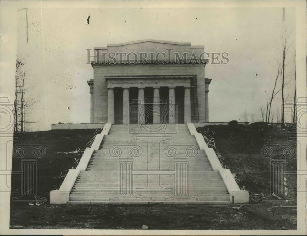 1929 Press Photo Temple that houses Lincoln log cabn in Washington DC- Historic Images