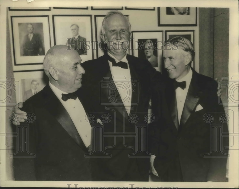 1936 Press Photo Roger Babson, SS Kresge, Harvey Firestone tire mfg - sbx02600