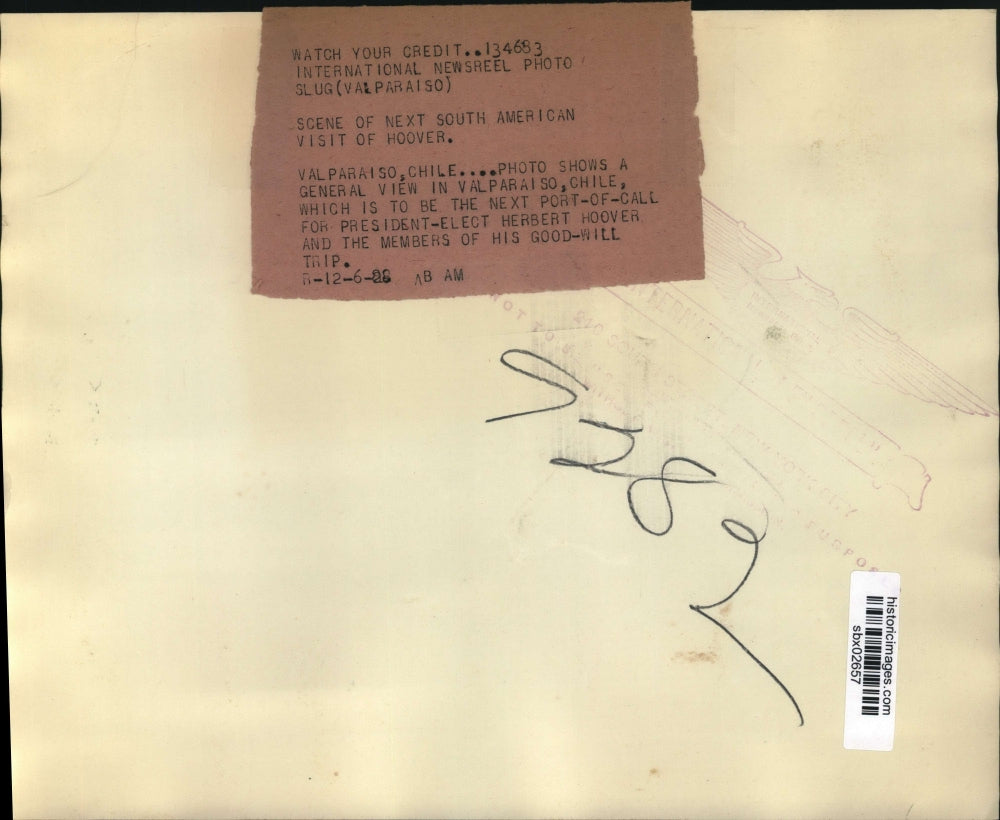 1928 Press Photo Valparaiso Chile view of city President Hoover will visit