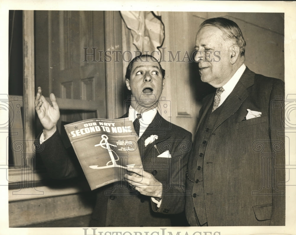 Press Photo actor George Jessel presents his song &quot;Our Navy Second to None&quot;