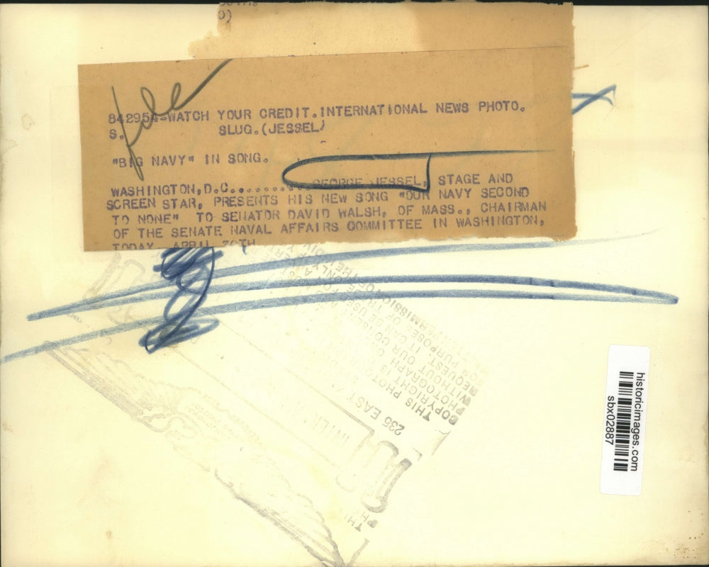 Press Photo actor George Jessel presents his song "Our Navy Second to None"