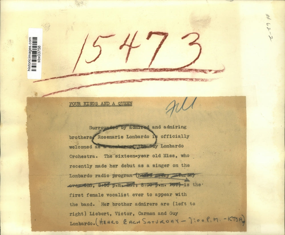 Press Photo Liebert, Victor, Carmen & Guy Lombardo welcome Rosemarie