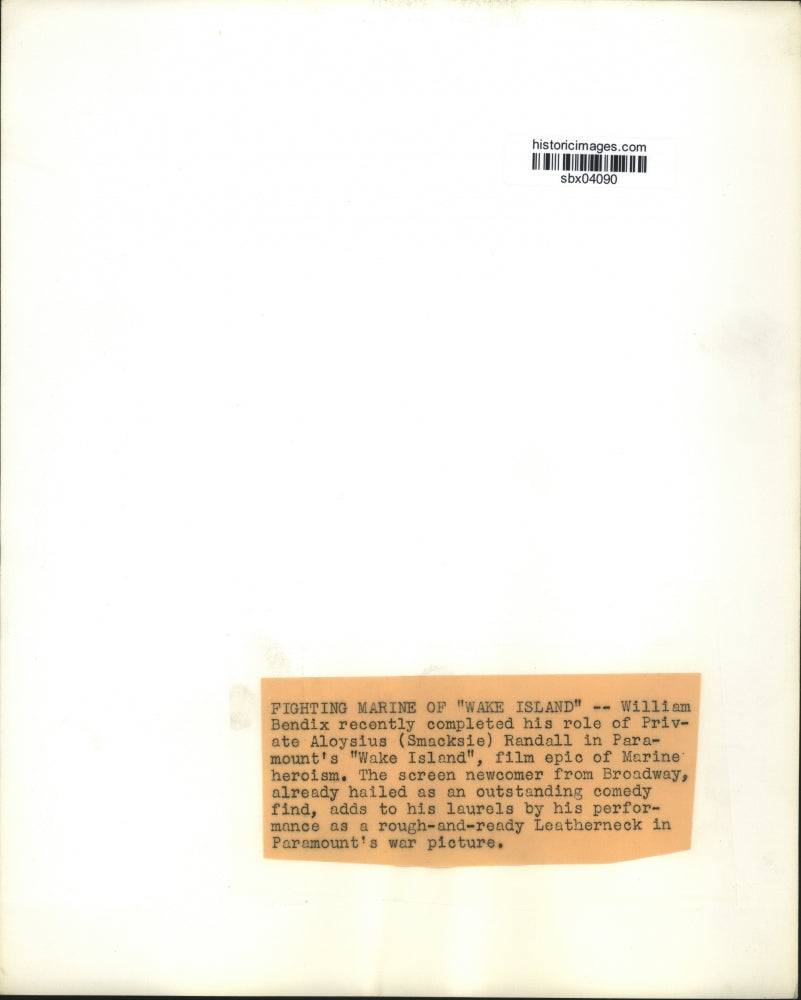 1942 Press Photo William Bendix as Pvt. Aloysius Wake Island - sbx04090