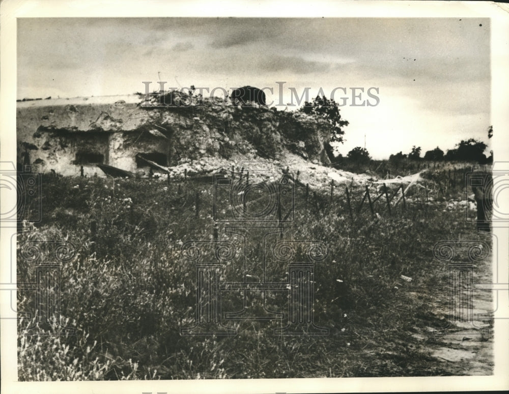 1941 Press Photo Maginot Line Casemate in Eastern France Damaged by Germany