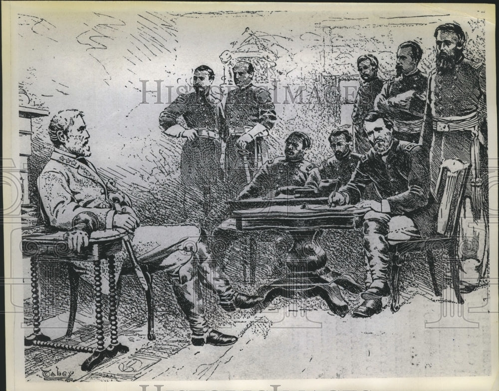 1965 Press Photo Generals Lee & Grant talk over Surrender at Appomattox