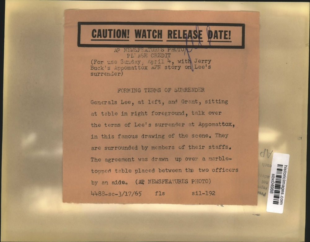 1965 Press Photo Generals Lee & Grant talk over Surrender at Appomattox