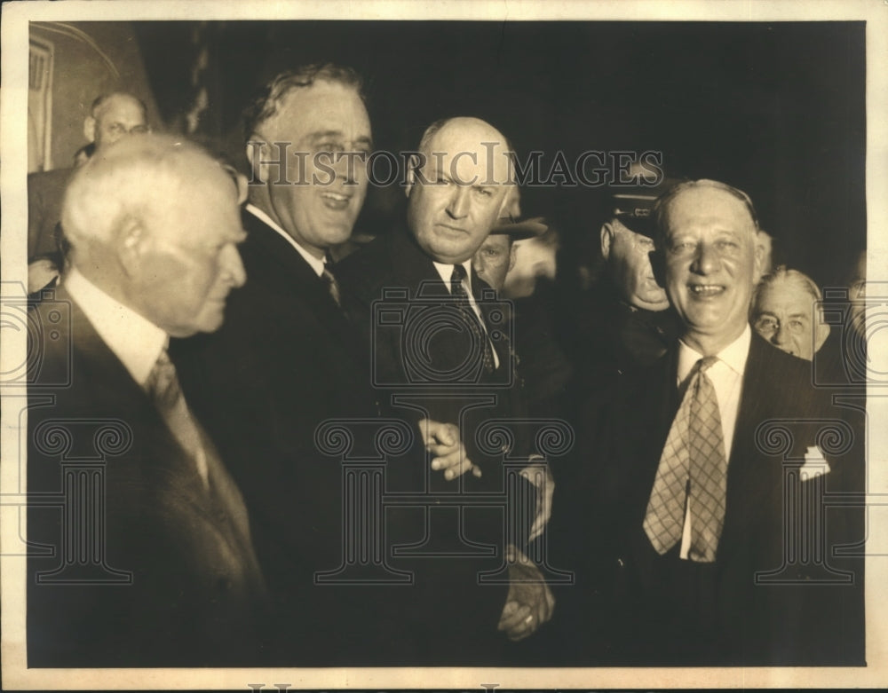 1932 Press Photo Norman Mack, Gov. Nominee Roosevelt, Jim Farley - sbx04994