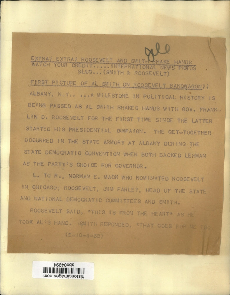 1932 Press Photo Norman Mack, Gov. Nominee Roosevelt, Jim Farley - sbx04994