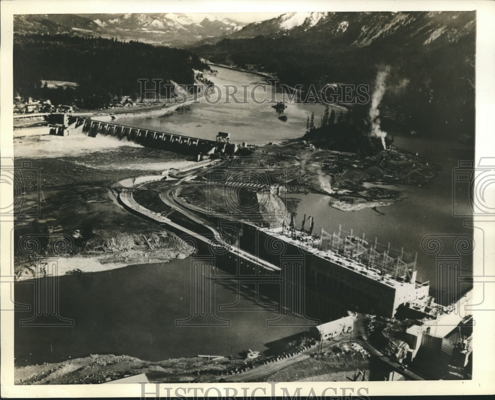 1940 Press Photo Bonneville Dam Electric Power Set up in Pacific North West