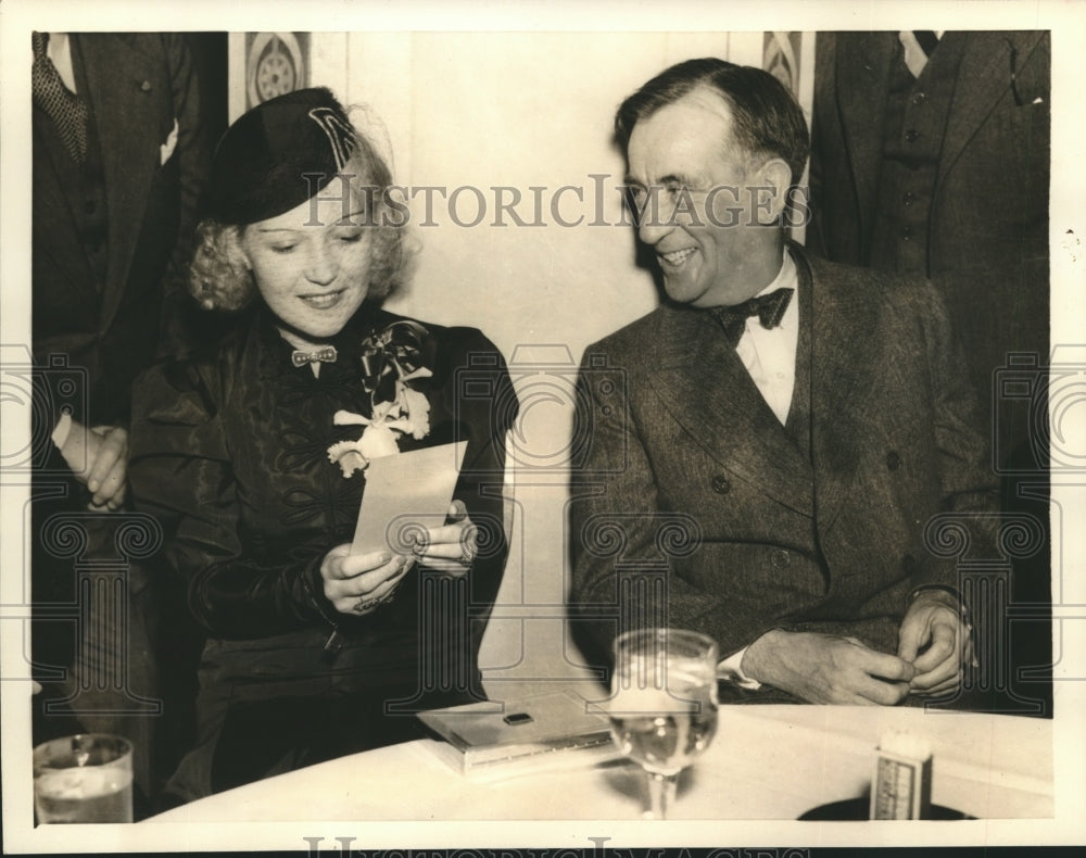 1935 Press Photo Edgar Guest, Martha Eggerth at Party at Beverly Wilshire Hotel