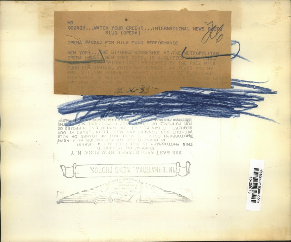 1933 Press Photo Diamond Horsehoeat Metropolitan Opera House Rigoletto