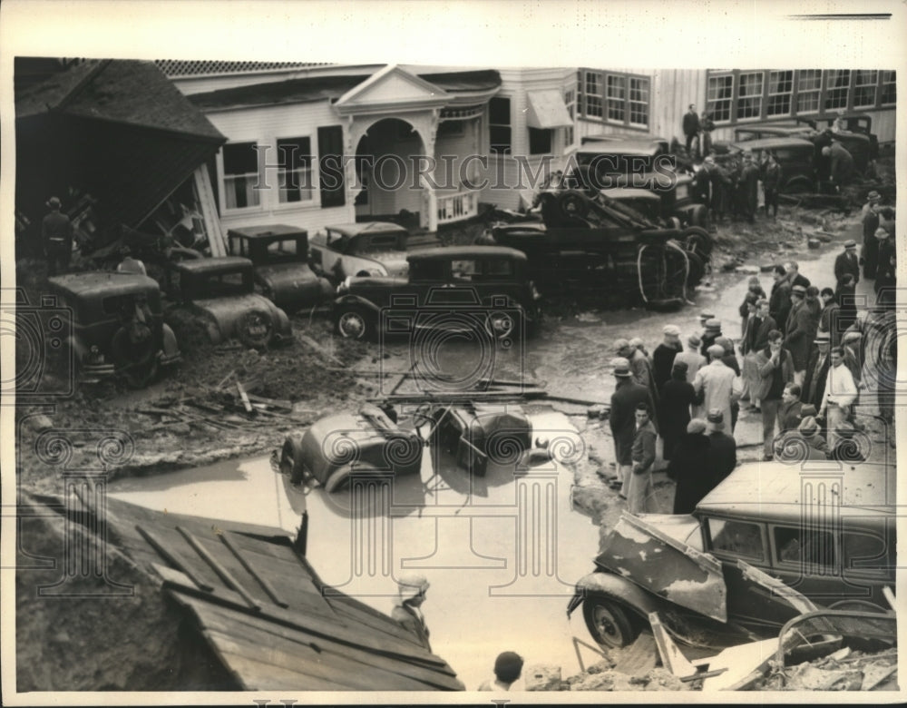 1934 Press Photo Storm wreckage at Bohemian Gardens night club in Los Angeles