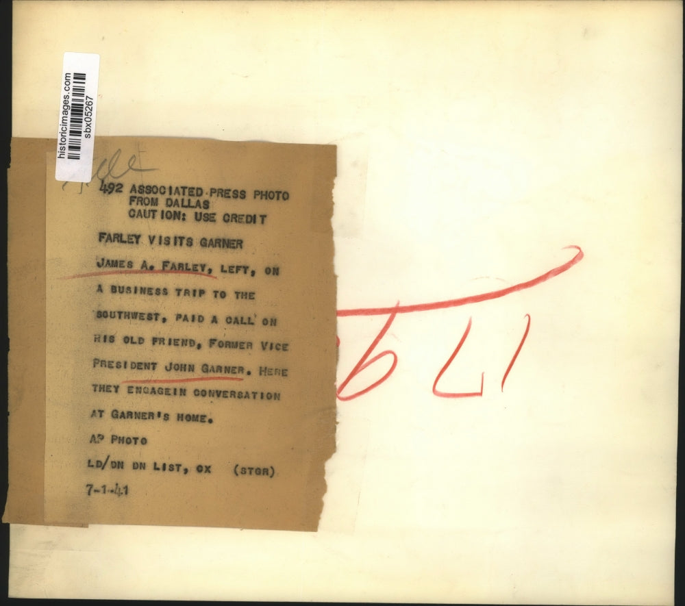 1941 Press Photo James A.Farley & President John Garner at Garner's jp,e