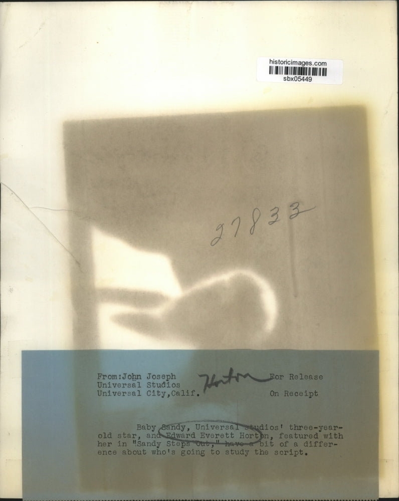 1941 Press Photo Baby Sandy and Edward Everett Horton in "Sandy Steps Out"