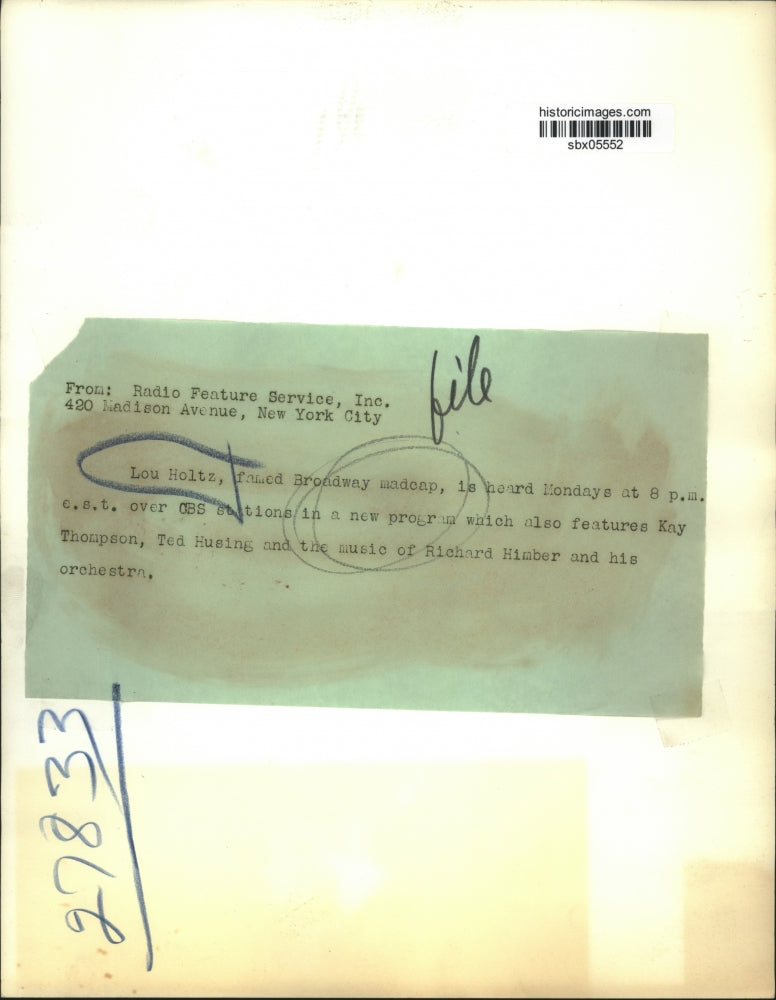 Press Photo Lou Holtz, famed Broadway madcap - sbx05552