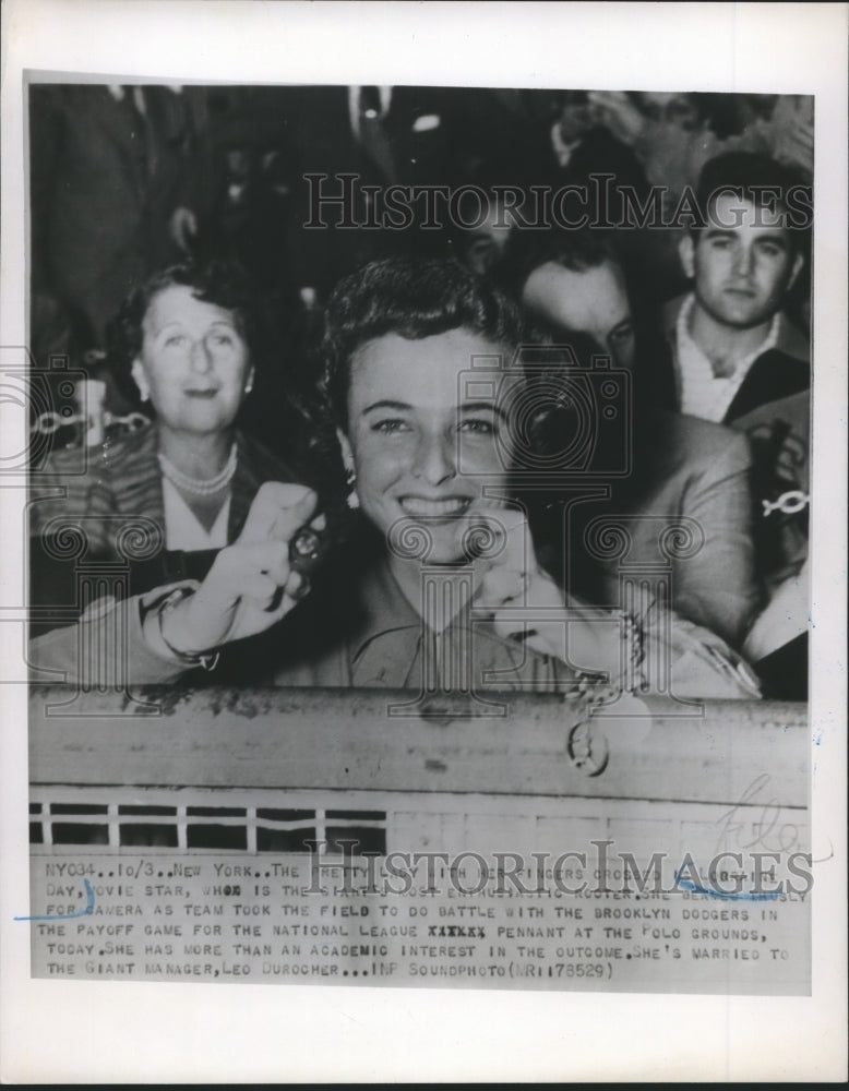 Press Photo Loraine Day, Actress, is Most Enthusiastic Rooter For the Giants