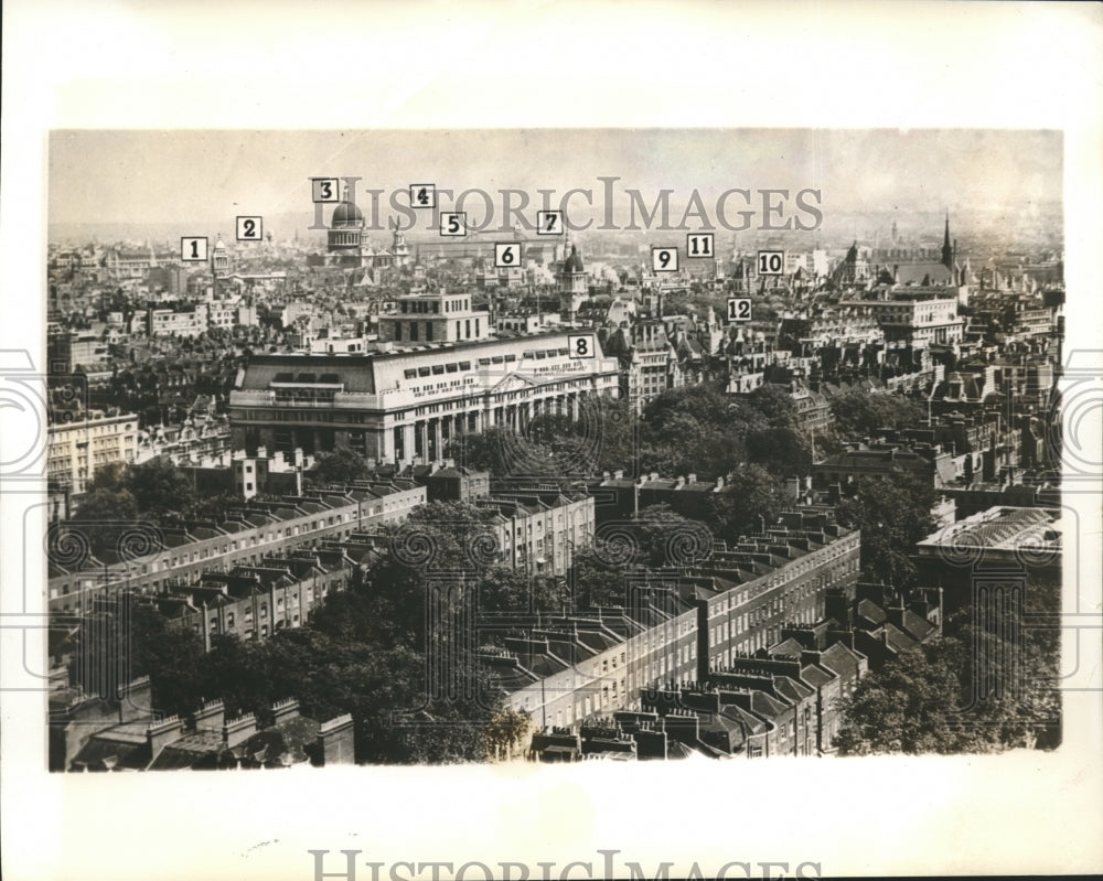 1940 Press Photo 12 German bomb targets in the center of London during WWII