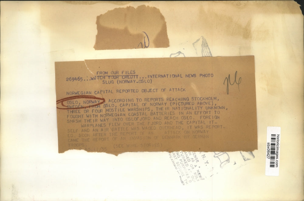 1940 Press Photo German Warships, Warplanes and Troops Invaded Oslo Norway