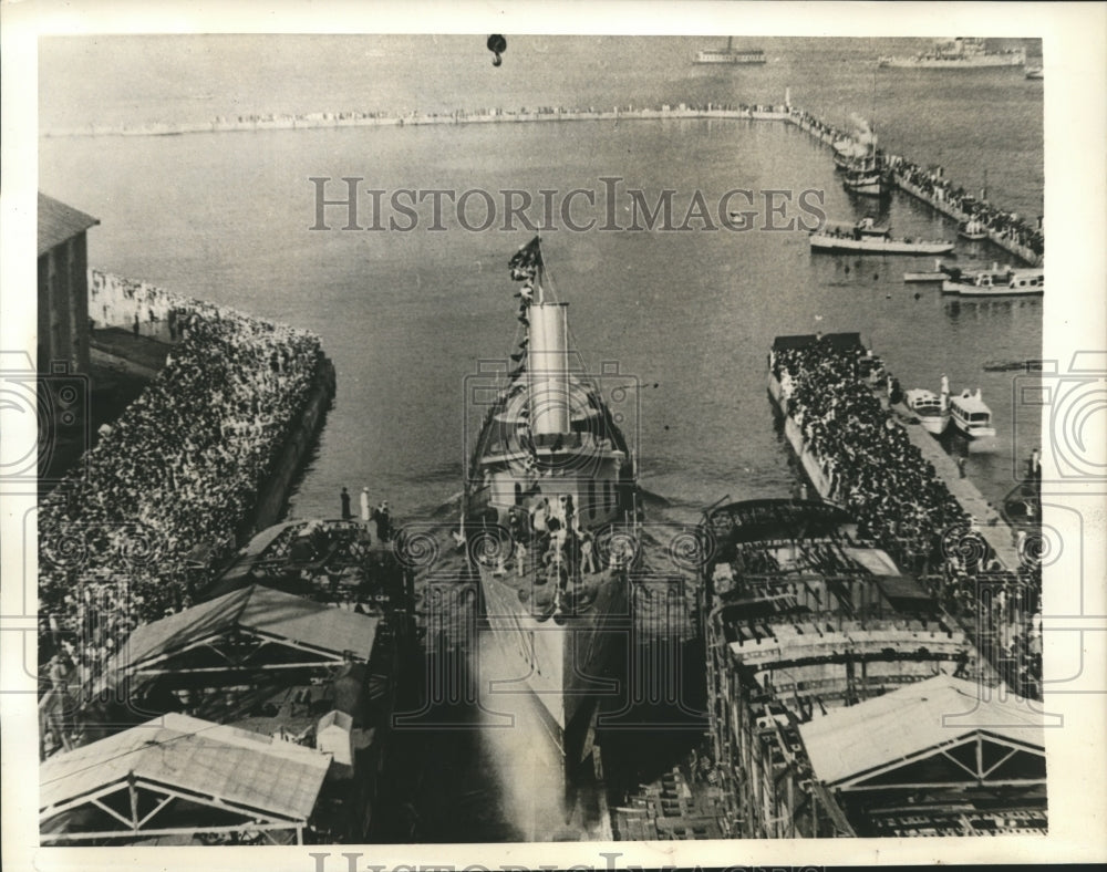 1940 Press Photo Recent launching of destroyer Marcilio Dias at Rio de Janiero