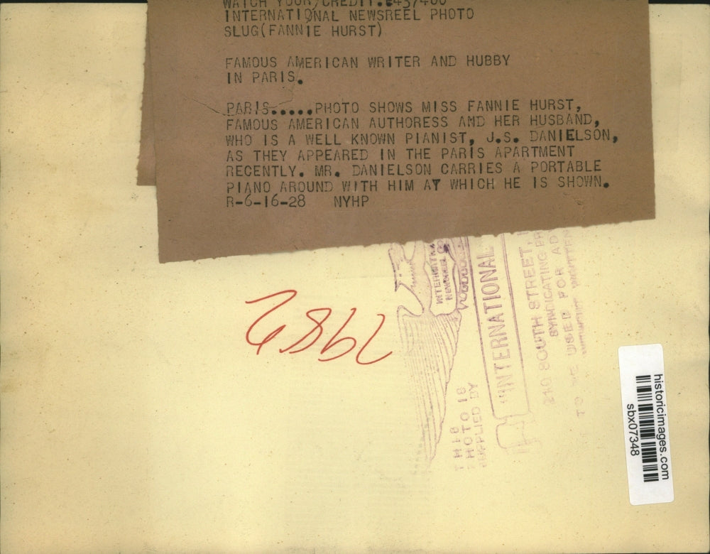 1938 Press Photo Authoress Fannie Hurst and husband Pianist J.S Danielson