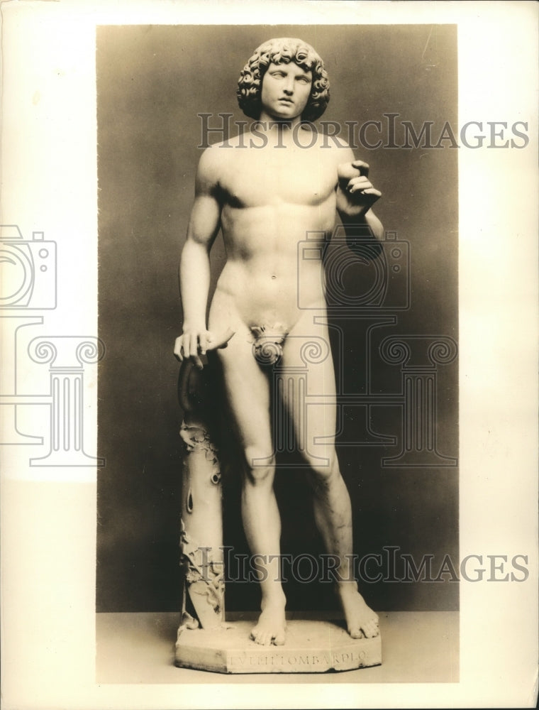 1937 Press Photo Lifesize Renaissance marble figure of Adam, by Tullio Lombardo