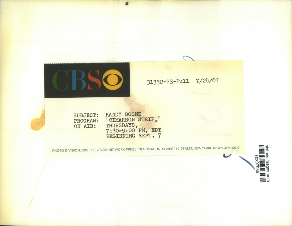 1967 Press Photo Randy Boone stars on Cimarron Strip on CBS on Thursdays