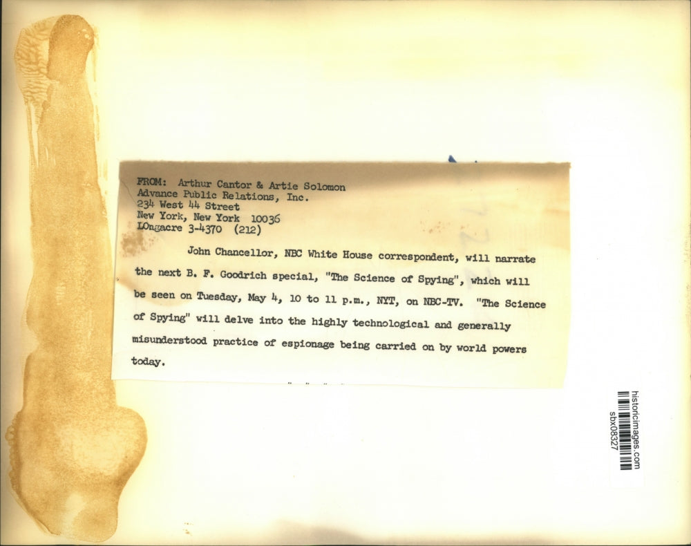 Press Photo John Chancellor NBC White House Correspondent The Science of Spying