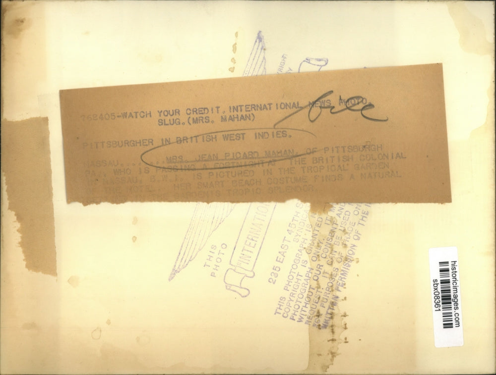 Press Photo Mrs Jean Picard Mahan of Pittsburgh in British West Indies