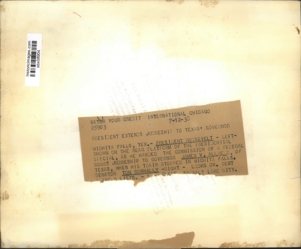 1930 Press Photo President Roosevelt Commissions James Allrend as Judge