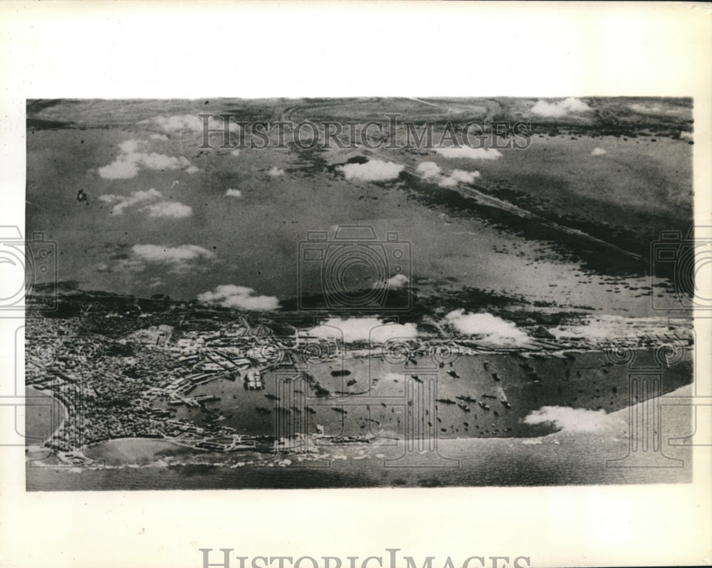 1942 Press Photo Alexandria, Egypt Naval Base Aerial View - sbx08922