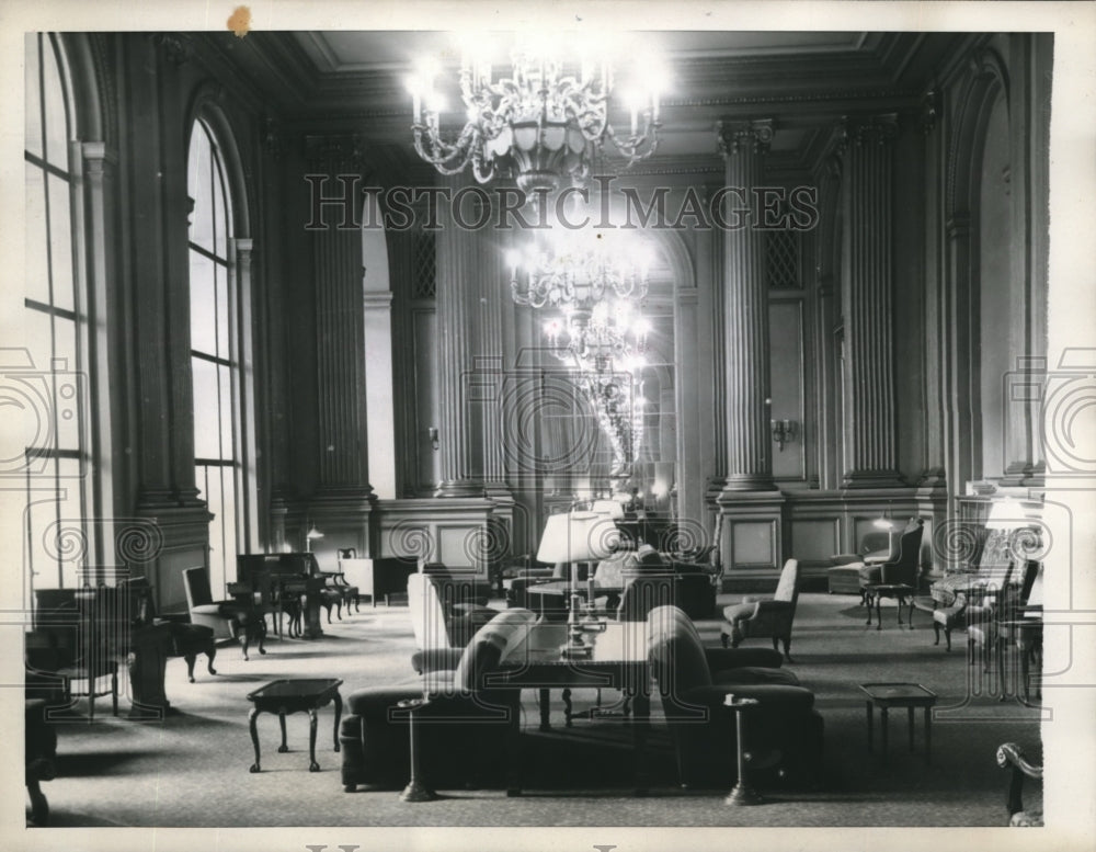1945 Press Photo Main Lounge of Veterans War Memorial Building in San Francisco