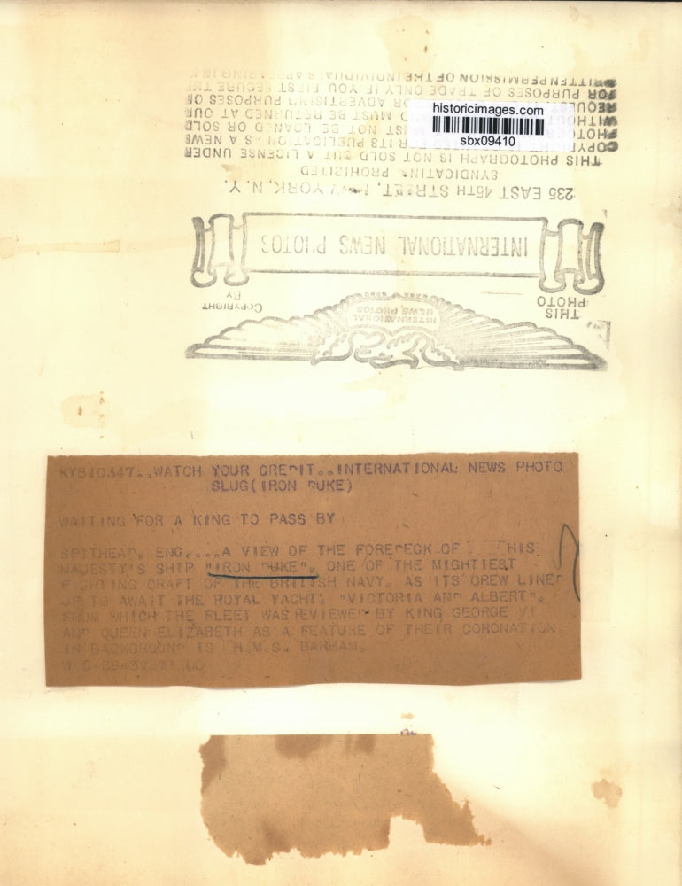 1937 Press Photo HMS Iron Duke Foredeck as Crews Waits on King's Yacht