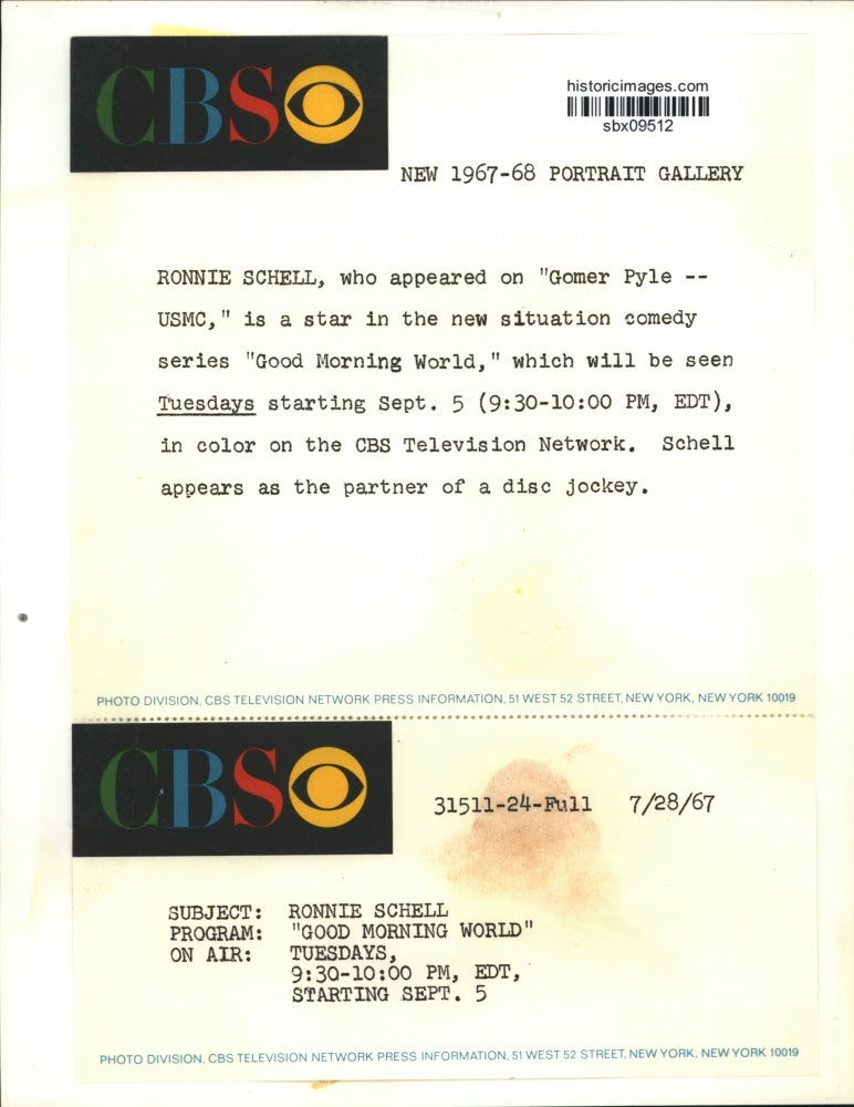 1967 Press Photo Ronnie Schell stars in "Gomer Pyle USMC" comedy series