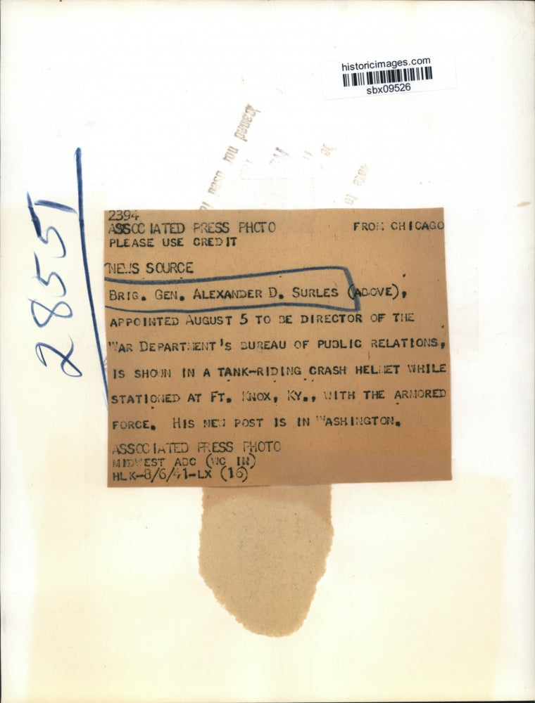 1941 Press Photo Brig. Gen.Alexander D.Surles director War Dept. Bureau