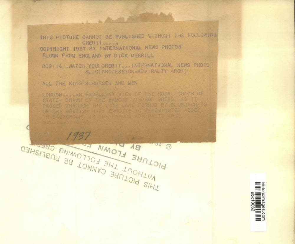 1937 Press Photo Royal Ch of State in Procession Enroute to Westminster Abbey