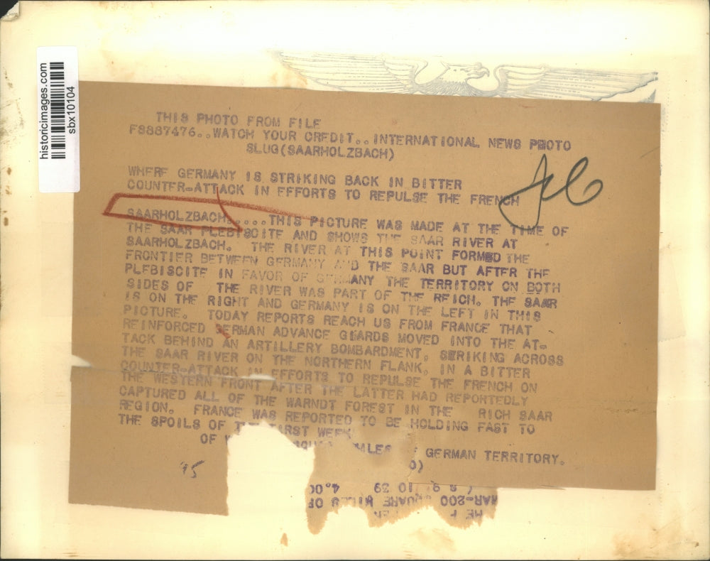 1939 Press Photo French and German Army Battle on The Saar River At Saarholzbach